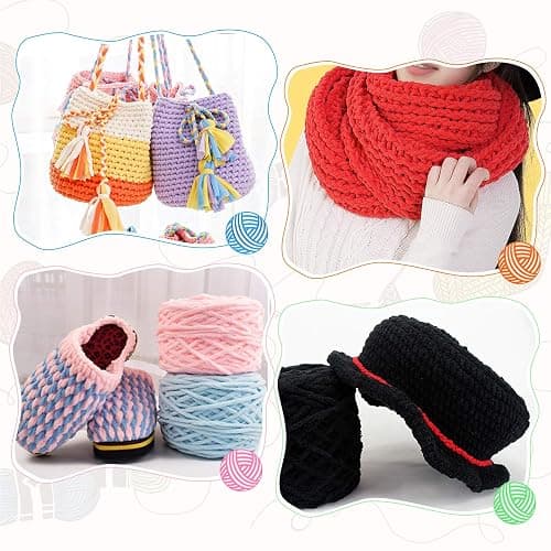 2X100g Chunky Yarn for Knitting Wool Ball Made of Cotton, Wool and Acrylic Soft and Warm Weaving Scarf and Slippers DIY Plush Knitting. thumbnail 4