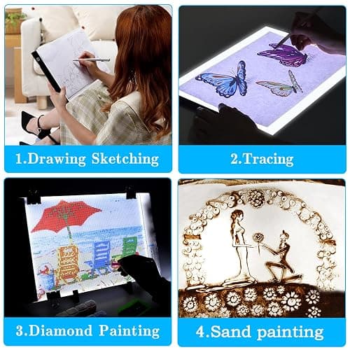 Ratukall 183PCS A4 Diamond Painting Light Pad Kit, Light Board for Diamond Painting Accessories, Tracing Light Box with 5D Painting Tools Set for Full Drill & Partial Drill Art thumbnail 7