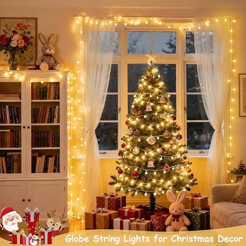 JMEXSUSS 100 LED Connectable Globe String Lights Indoor Bedroom, 33ft Warm White Christmas Lights Plug in with Remote, 8 Mode Hanging Fairy Lights Outdoor for Room Classroom Party Tree Christmas Decor thumbnail 2