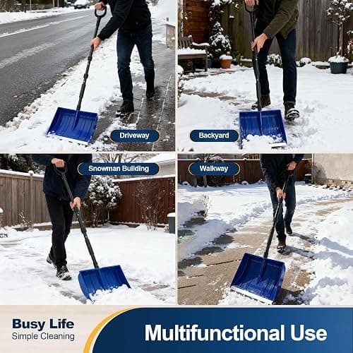 Yocada Snow Shovel for Driveway Home Garage Snow Removal 55 inch Long with D-Grip Handle Aluminum Strip Large Capacity Shovel for Garden Car Camping Outdoor thumbnail 7