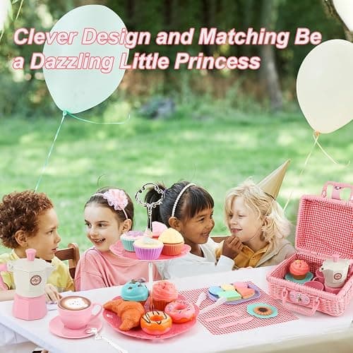 Viwulute Afternoon Tea Toys Set Pretend Play Food Toys for Toddler Girls, Party Tea Playset Toy Gifts for 3 4 5 6 Year Old Girl Boy Kids Toddlers thumbnail 4