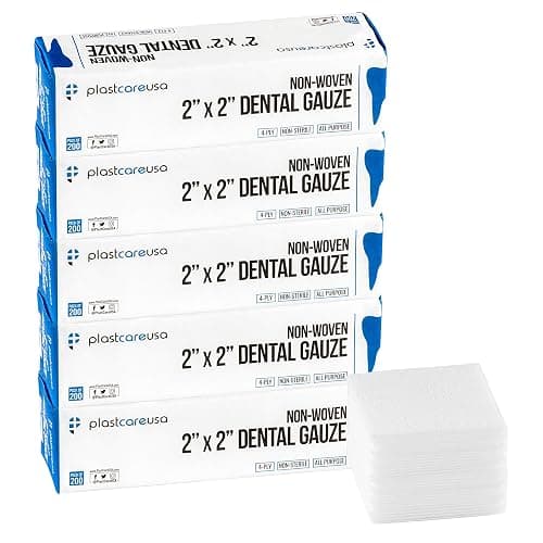1000 Count 2x2 Gauze Pads - Soft 4-Ply Non Woven Sponges - Non Sterile Dental & Esthetic Wipes - All Purpose Medical Gauze Squares for First Aid, Surgical, Wound Dressing (5 Packs of 200) - Image 1