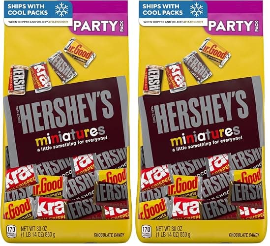 HERSHEY'S Miniatures Assorted Chocolate Candy Party Pack, 30 oz (Pack of 2) - Image 1