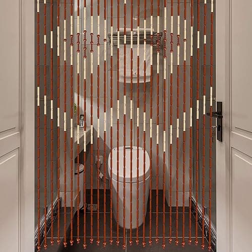 TFCFL Bamboo & Wooden Bead Curtain, 27 Lines Doorway Screen with Jagged Pattern W35.4 X H68.9 for Porch Bedroom Living Room (Coffee White) - Model 2 thumbnail 8