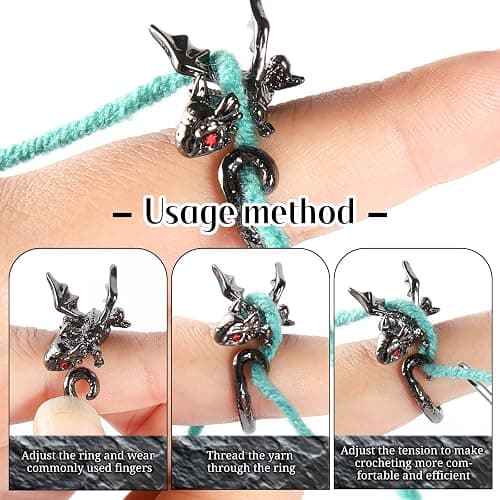 Wurosi 4PCS Crochet Rings, Dragon Tension Rings for Crocheting, Adjustable Crochet Tension Ring for Finger, Yarn Guide Rings for Crocheters Knitters Mom Grandma Gifts thumbnail 4
