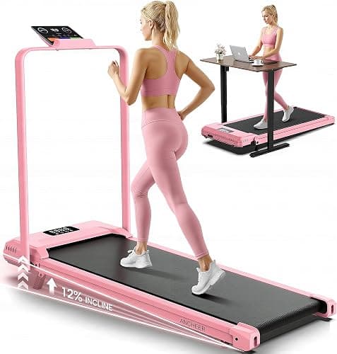 Small Walking Pad Treadmill with Incline - Under Desk Treadmills with Handle Bar, Compact Portable Foldable Treadmills for Home Small Spaces, Office, Remote Control & LED Display - Image 1