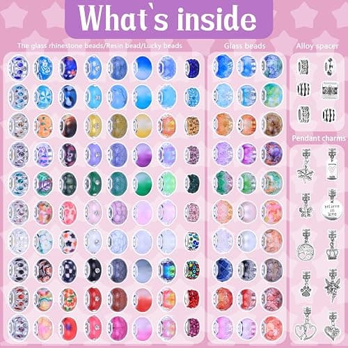 AIPRIDY Assorted European Craft Beads Large Hole Lampwork Spacer Beads Colorful European Beads for DIY Necklace Bracelet Jewelry Making (Lucky Beads) AI-Beads-Mixed 8-15 thumbnail 2