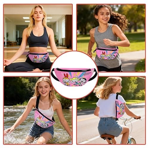 The Powerpuff Girls Fanny Pack – Cute Pink Waist Bag with Adjustable Strap, Lightweight Belt Bag for Girls, Teens, Adults, Cartoon Crossbody Bag for Travel, School, Parties, Christmas Birthday Gifts thumbnail 4