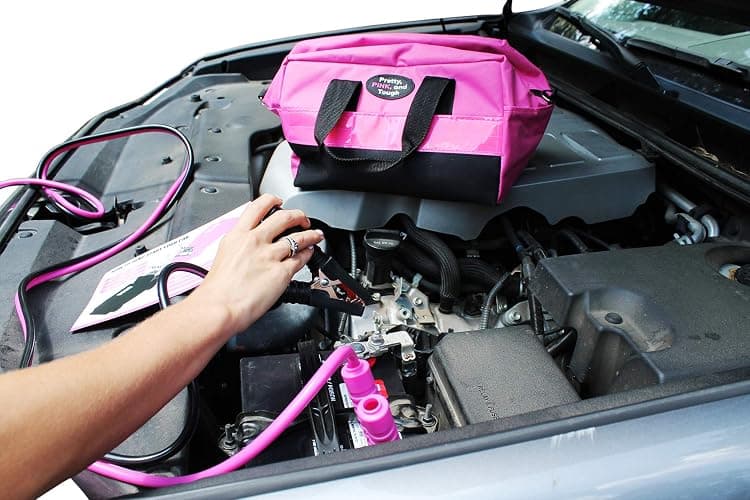 Pretty Pink Roadside Emergency Kit for Women & Teen Girls - Heavy-Duty Jumper Cables, First Aid Kit, Safety Tools, Flashlight, Ice Scraper - Complete Car Safety Bag with 5-Year Warranty thumbnail 9