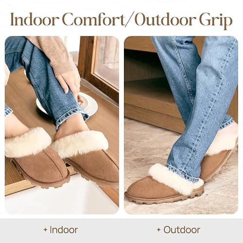 WaySoft Women's Genuine Australian Sheepskin Slippers, 18mm Wool Pile, Memory Foam, Durable Anti-Slip EVA Sole thumbnail 7