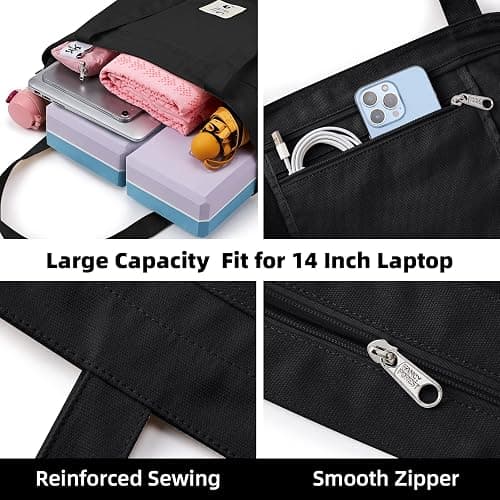 WLLWOO WLLWOO Yoga Bags for Women with Yoga Mats Bags Carrier Carryall Canvas Tote for Pilates Shoulder for Travel Office Beach Workout thumbnail 4