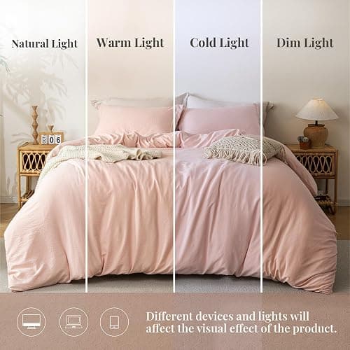MILDLY Duvet Cover Twin Ultra Soft Comforter Cover Set 2pcs, Pink | Washed Microfiber Cotton-Like, Breathable Comfort, Hidden Zipper, 8 Corner Ties, OEKO-TEX Certified, Fade Resistant thumbnail 4