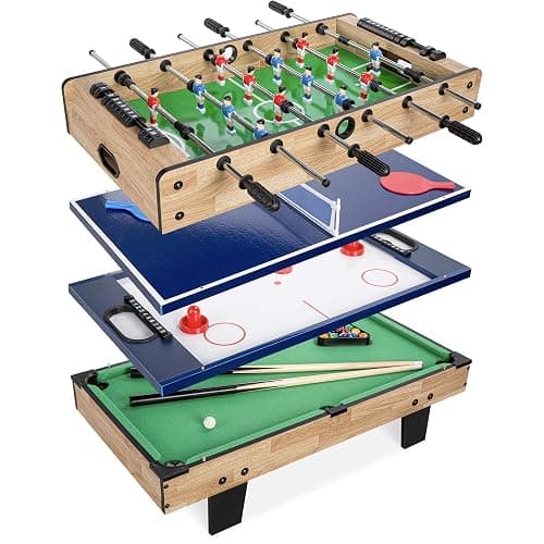 Best Choice Products 4-in-1 Multi Game Table, Childrens Combination Arcade Set for Home, Play Room, Rec Room w/Pool Billiards, Air Hockey, Foosball and Table Tennis - Image 1