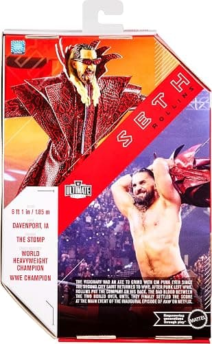 Mattel WWE Ultimate Edition Action Figure & Accessories Set, Seth Rollins 6-inch Collectible with Swappable Heads & Hands, 30 Articulation Points thumbnail 6