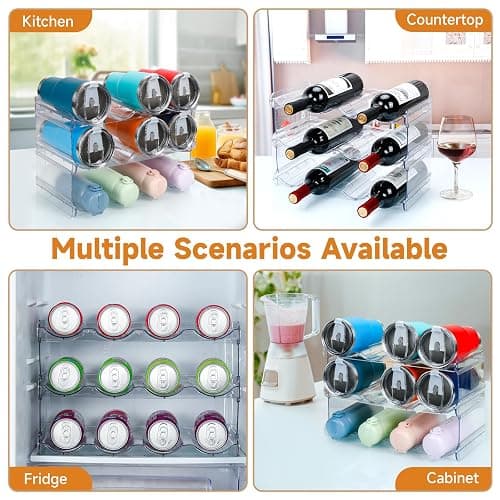 spospo Stackable Water Bottle Organizer, Large Compartment Water Bottle Holder, 3 Tier Water Bottle Organizer for Cabinet, Water Bottle Rack for Kitchen Organization and Storage - Hold 12 Bottles thumbnail 6