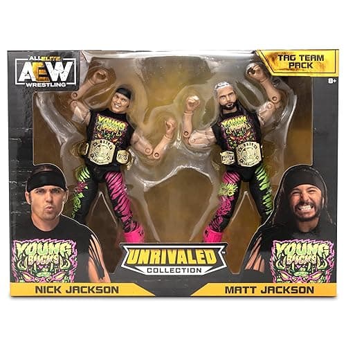 All Elite Wrestling UNRIVALED 2 Pack - The Young Bucks - 6-Inch Matt Jackson and Nick Jackson Figures with Accessories, Multi - Amazon Exclusive - The Young Bucks thumbnail 2