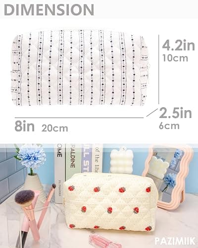 PAZIMIIK Vintage Quilted Makeup Bag Cosmetic Pouch for Brushes Pencils and Travel Make Up Accessories for Women and Girls Star Line thumbnail 4