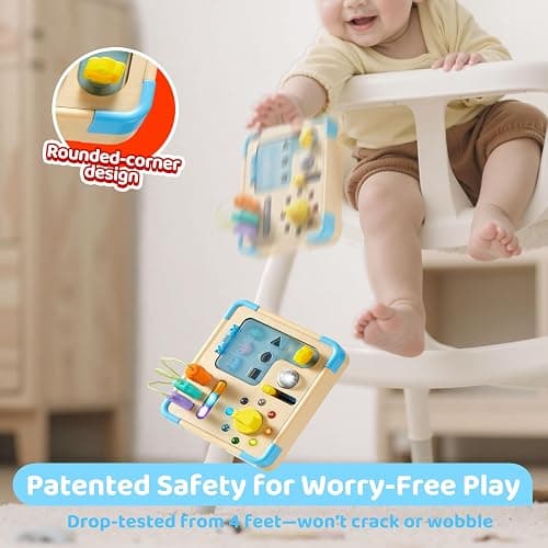 lalalark Electronic Busy Board – Montessori Learning Toddler Toy, 15 Lights & 9 Sounds, 5 Switches & Plugs, Sensory, Fidget, Travel Activities, Early Development, Christmas Baby Gifts Toys Age 18M+ thumbnail 7