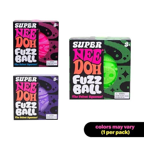 Schylling Super NeeDoh Fuzzball Stress Ball Fidget Toy - Huge 4.5" in Diameter - Jumbo Squishy Squeezy Fun - Colors Assorted - Ages 3+ thumbnail 2