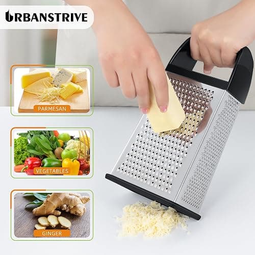 Urbanstrive Cheese Grater With Container Box Grater Stainless Steel Graters for Kitchen Cheese Shredder Parmesan Shredder Kitchen Gadgets Kitchen Tools Kitchen Gifts for Chef Dishwasher Safe Zester thumbnail 4