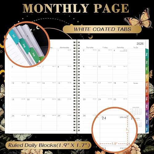 Planner 2026-2027 - Academic Planner 2026-2027, July 2026 - June 2027, 9" x 11", 26-27 Planner Weekly and Monthly, Colorful Tabs, Back Pocket, Perfect Daily Organizer - Butterfly thumbnail 5