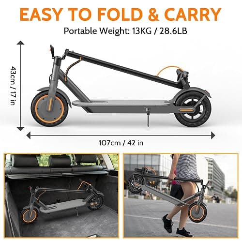 Electric Scooter for Adults, Folding E Scooter with 350W/500W Motor 16/24 Mph Top Speed, Max 19-23 Miles Long Range, 8.5''/10''14'' Solid Tires Commuting Scooters with Dual Brakes System, APP thumbnail 7
