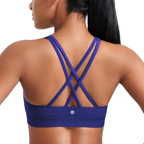 CRZ YOGA Naked Feeling Strappy Padded Sports Bras for Women - Fitness Workout Top Criss Cross Back Yoga Cami - Image 1
