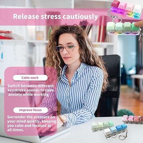 SOMAREM 3 Pcs Keyboard Fidget Toy - Clicky, Creamy & Silent Fidget Keyboard Clicker with Led Lights, 4 in 1 Keyboard Fidget Keychain Toys for Adults & Kids, Boost Focus & Stress Relief Fidget Gifts thumbnail 6