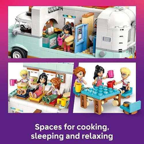 LEGO Friends Friendship Camper Van Adventure Toy Building Set - Pretend Play Set for Kids, Girls and Boys, Ages 7+ - Gift Idea for Birthday - with 3 Minidolls and Ferret Figure - 42663 thumbnail 3