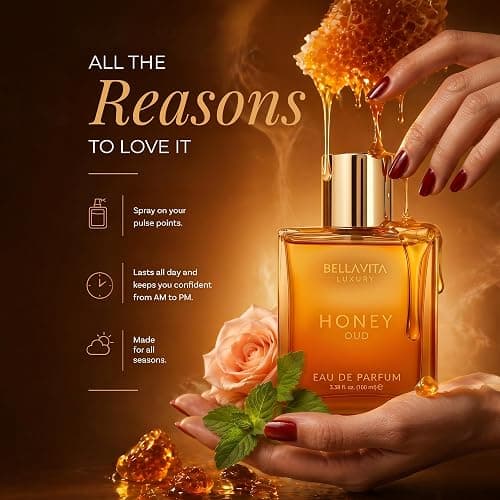 Bellavita Luxury Honey Oud Eau de Parfum | 100 ml (3.4 fl.oz.) | Perfume for Men and Women | Sweet Honey, Bergamot, Oud, and Amber Notes | Women's Day Special thumbnail 5