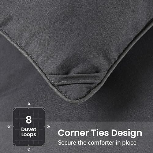 EASELAND Down Alternative Comforter Twin Size- Quilted Duvet Insert for All Seasons, Soft Cozy with Corner Tabs, Summer Winter Warm Bedding, Charcoal Grey 64x88 thumbnail 6