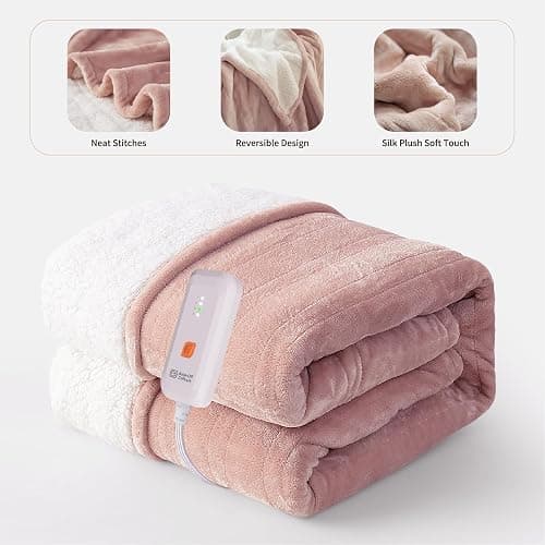 GOTCOZY Heated Blanket Electric Throw 50''X60''- Soft Silky Plush Electric Blanket with 4 Heating Level & 3 Hour Auto Off Heating Blanket, ETL Certified Machine Washable (Rose Dust) thumbnail 2