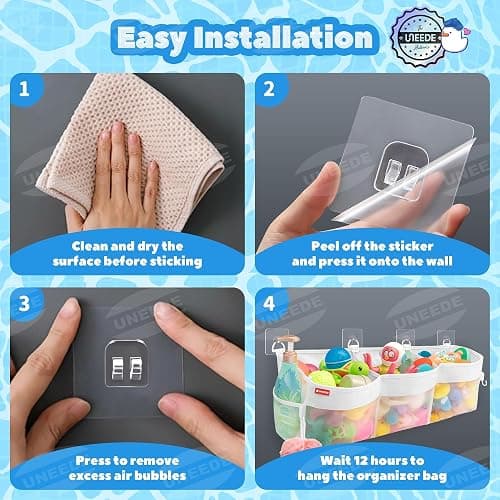 UNEEDE 4.95 Gallons 3 Compartment Horizontal Bath Toy Storage | Extra Large Capacity,Mesh Quick Dry Bathtub Storage and Organizer,Easy Access Baby Bath Toy Holder Shower Caddy thumbnail 7