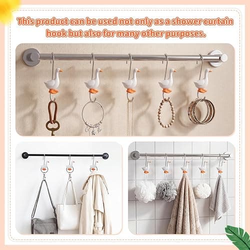Qunclay Goose 12 Pcs Shower Curtain Hooks Stainless Steel Decorative Fun Shower Hangers Rings for Bathroom Decoration thumbnail 6