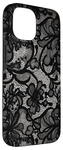 Black Lace Vintage Pattern Case for iPhone 15 thumbnail 3