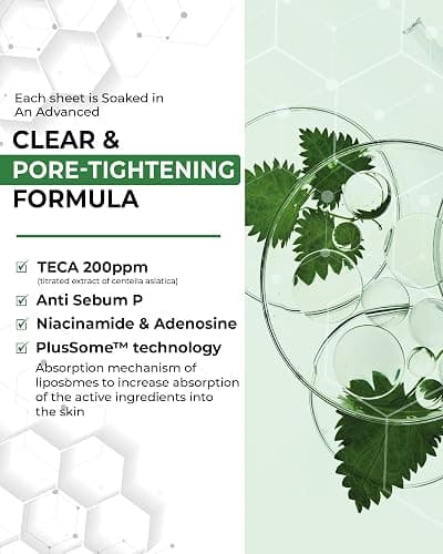 CENTELLIAN 24 Madeca Mask (Pore Tightening, 20pc) - Face Mask Sheet for Pore Minimizing, Sebum Control with Centella Asiatica, TECA, Niacinamide. Korean Skin Care for Men Women by Dongkook thumbnail 5