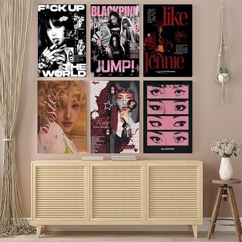 XKDOGKE A Set Of 6 Blackpink Poster Kpop Music Band Korean Girl Collage Für Zimmer, Ästhetische Leinwand-Wandkunst, Schlafzimmer-Dekor Posters 08x12inch(20x30cm) thumbnail 3