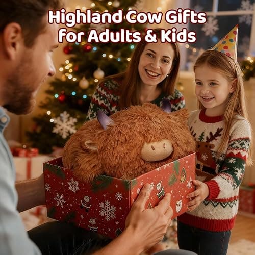 Mewaii 4 Lbs Weighted Stuffed Animals - Heavy Belly & Limbs, 23" Highland Cow Plush for a Realistic Hug, Super Soft Fluffy Plush Toy for Kids and Adults thumbnail 8