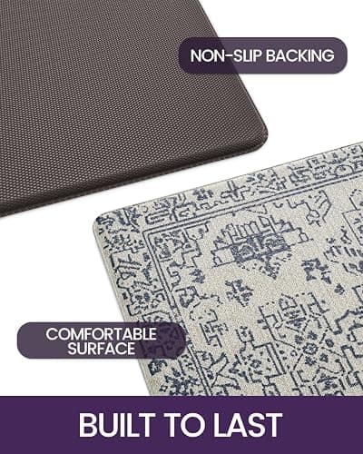 DEXI Kitchen Mats for Floor Cushioned, 23x59 Extra Large Wide Runner Rug Non Slip, Waterproof Soft Comfort Standing Padded Anti Fatigue Decorative, Blue White - 59"L x 23"W x 0.4"Th - Blue / White thumbnail 7