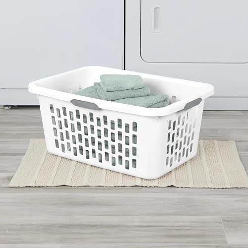 CNEIESD 2-Bushel Plastic Laundry Hamper with 4 Ergonomic Handles – BPA-Free, Spacious Design for Household Use, White thumbnail 2