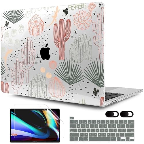 MEEgoodo Case for MacBook Pro 13 inch, Laptop Hard Shell Case with Keyboard & Camera Cover, Cacti - Image 1