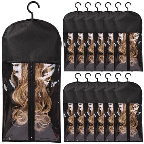 12PCS Hair Extension Holder Wig Storage Hanger for Multiple Wigs & Accessories, Black - Image 1