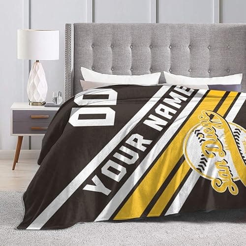Custom Blanket for Bed Fans Gift Baseball City Name and Number Winter Summer Fleece Throw Blankets Personalized, 40"x50", 50"x60", 60"x80" thumbnail 5