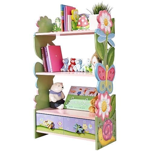 Fantasy Fields Magic Garden Kids 3-Tier Bookshelf & Drawer, Multi - Image 1