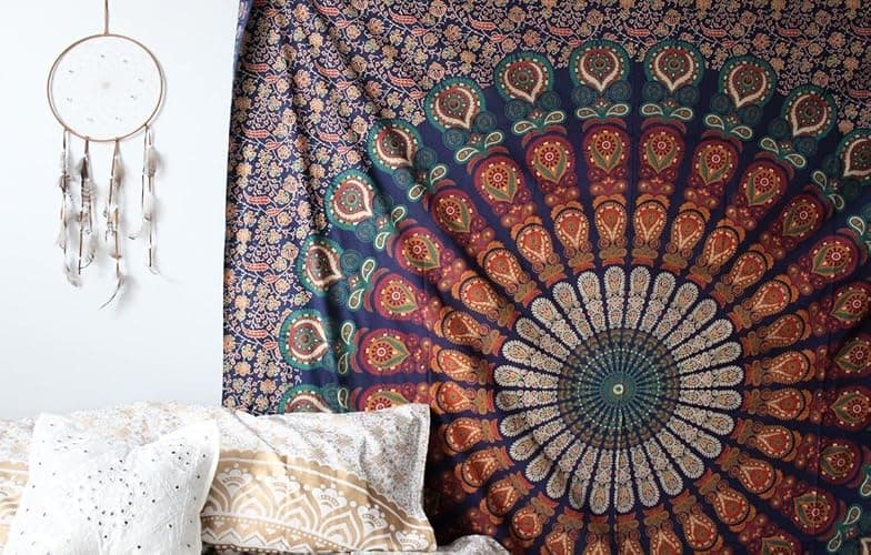 raajsee Turquoise Blue Tapestry- Tapestrys Mandala Wall Hanging- Hippie Tapestry For Bedroom Aesthetic-Size Medium (52x60 Inches / 132x152 Cms) thumbnail 5