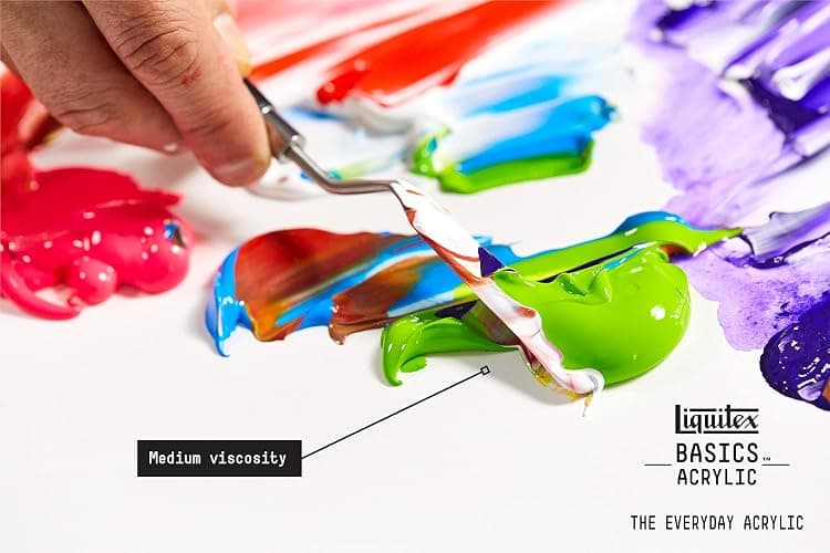 Liquitex BASICS Acrylic Paint Set, 12 x 22ml (0.74-oz) Tube Paint Set | Medium Viscosity, Satin Finish, Lightfast, Fine Art Pigments, Range of Opacities, Easy Blending thumbnail 9