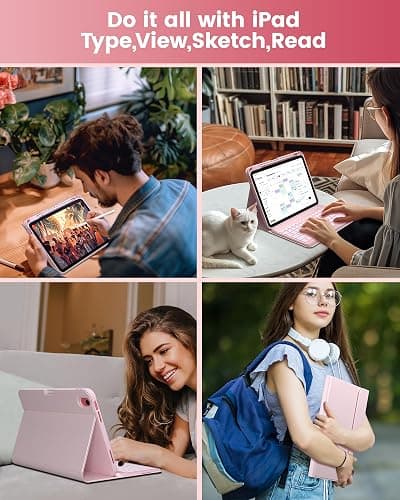 typecase Folio iPad 11th/10th Gen Keyboard Case (11" A16 2025 & 10.9" 2022) – Magnetic Wireless Detachable Keyboard, 7-Color Backlight, Thin & Light, Pencil Holder – Light Pink thumbnail 6