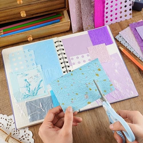 160 Sheets Textured Scrapbook Paper & Mesh Fabric Assorted Set | 10 Mixed Colors | Decorative Paper for Scrapbooking Journaling, Planners, Card Making, Decoupage | 4.72" x 3.14" thumbnail 2