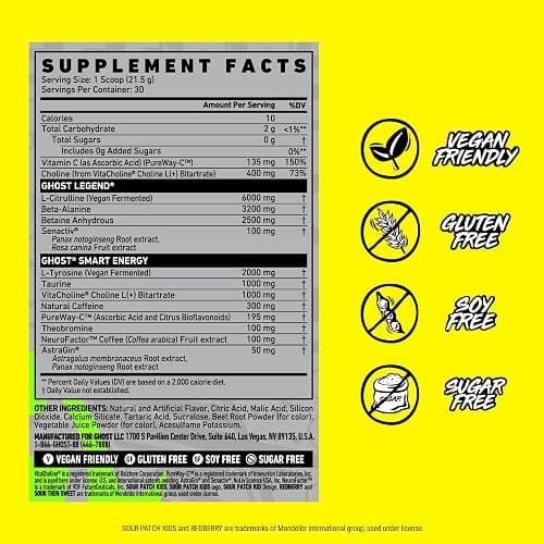 GHOST Legend Pre-Workout Powder, SPK Redberry - 30 Servings – Pre-Workout for Men & Women with Choline, L-Citrulline, & Beta Alanine for Energy & Focus thumbnail 2