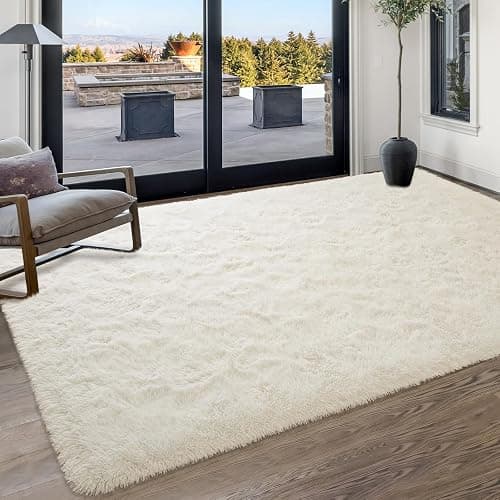 Softlife Area Rug for Bedroom, Fluffy Shag Plush 3x5 Cream Rugs for Living Room Girls, Shaggy Throw Soft Fuzzy Small Kids Carpet for Dorm Bedside Ultra Cozy Non-Slip Indoor Decor thumbnail 4